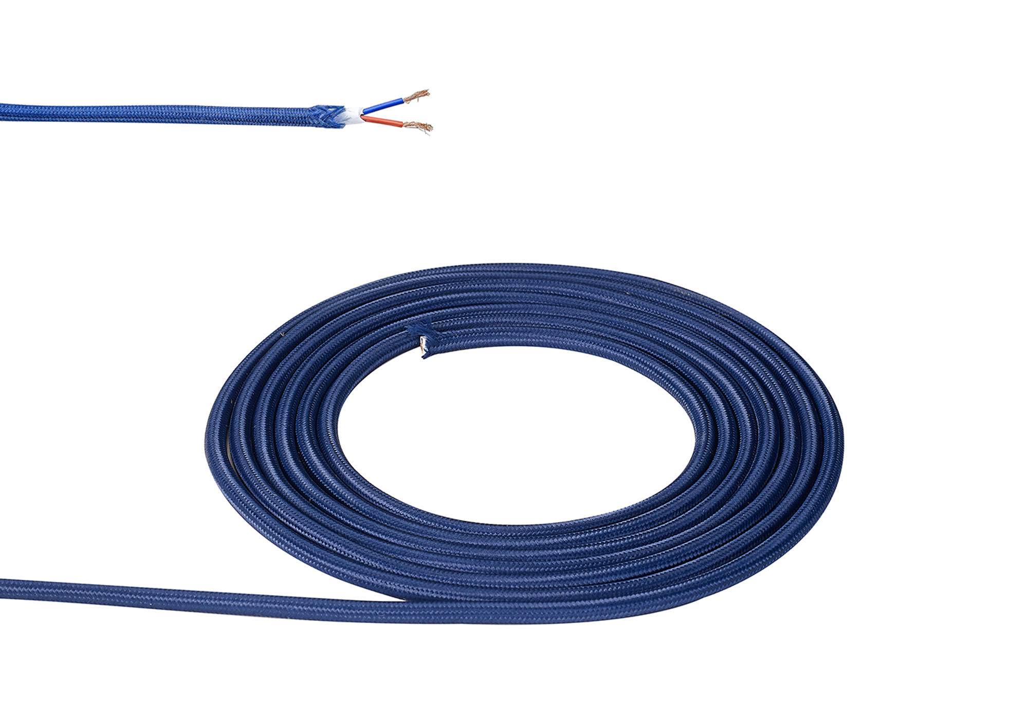 D0811  Cavo 1m Dark Blue Braided 2 Core 0.75mm Cable